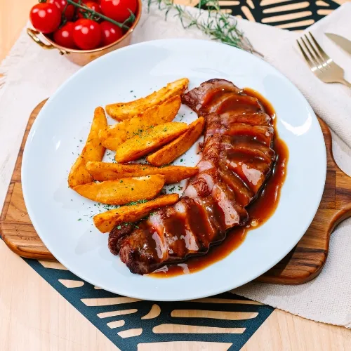 Chorizo grelhado ao molho demi-glace