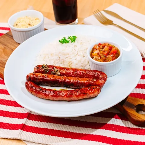 Linguiça artesanal holandesa com molho de ervas